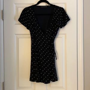 Abercrombie & Fitch black polka dot wrap dress